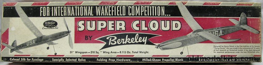 Berkeley Super Cloud for Wakefield Competition - Flying Model Airplane Kit plastic model kit